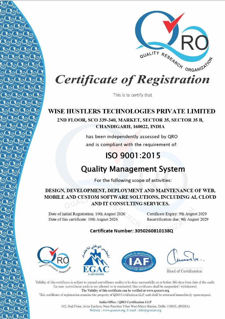 ISO 9001:2015 Official Registration Certificate